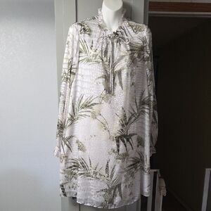 Ted Baker London Leaf Print Tie-Neck Dress